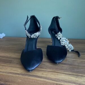Brand New Black & Ankle Strap Rhinestone heels. Size 8
